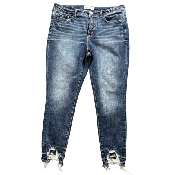 BKE Denim - BKE Gabby Ankle Skinny Jeans Womens 31 Blue High Rise Curvy Distressed Hem